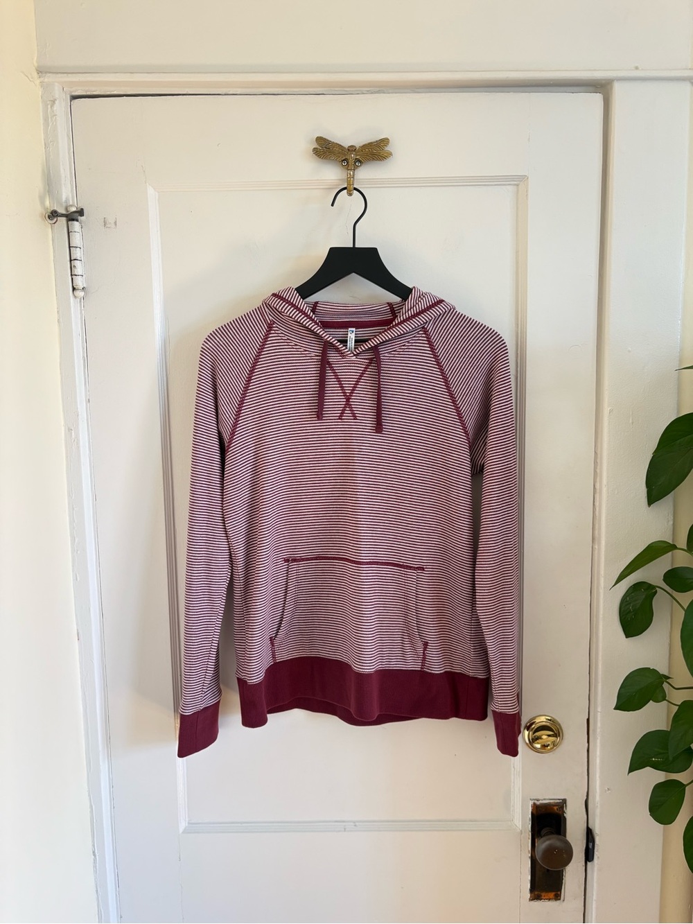 KUHL Stria Pullover Hoodie in Maroon‎ and White Stripes Size Small